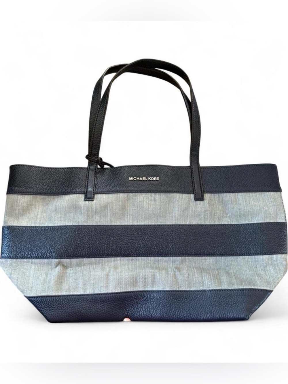 Michael Kors Black and Gray Striped Tote